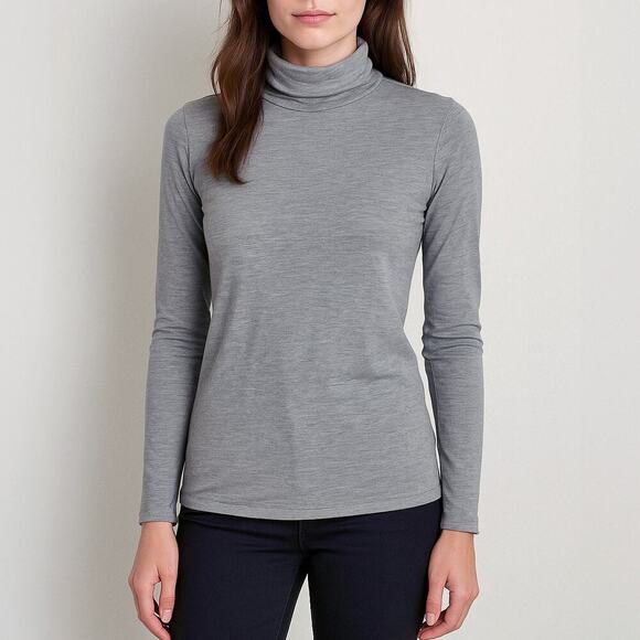 James Perse Heather Gray Lightweight Jersey Turtleneck Size 1 - Picture 1 of 6